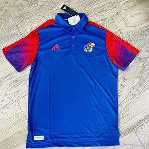 Adidas Primeblue Kansas Jayhawks Golf Polo Shirt Mens Size Large NWT H45768